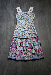 1940s sundress . vintage 40s geometric print dress