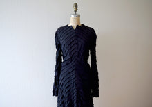 Load image into Gallery viewer, 1940s black ruffled dress . vintage 40s dress