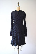 Load image into Gallery viewer, 1940s black ruffled dress . vintage 40s dress
