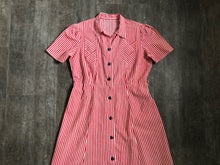 Load image into Gallery viewer, 1940s seersucker dress . vintage 40s red striped dress . xl to xxl