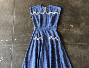 1940s polka dot dress . vintage 40s dress