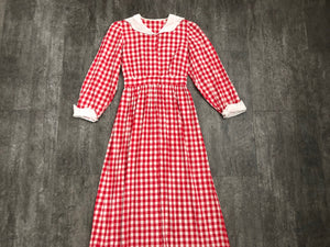 Antique Edwardian dress . vintage red and white gingham dress . size xs
