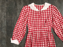 Load image into Gallery viewer, Antique Edwardian dress . vintage red and white gingham dress . size xs