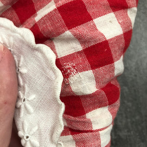 Antique Edwardian dress . vintage red and white gingham dress . size xs