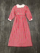 Load image into Gallery viewer, Antique Edwardian dress . vintage red and white gingham dress . size xs