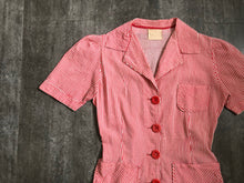 Load image into Gallery viewer, 1940s striped seersucker top . vintage 40s blouse . size s to s/m