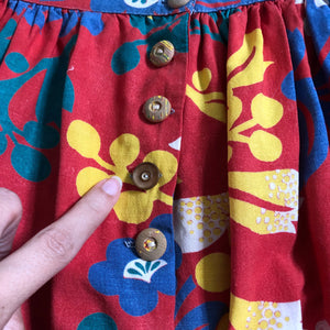 1940s skirt . vintage 40s colorful skirt . size s to s/m