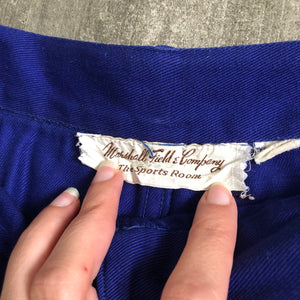 1950s blue capris . vintage sportswear pedal pushers . size m to m/l