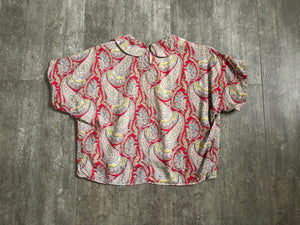 1930s red paisley blouse . vintage 30s top . size s to m