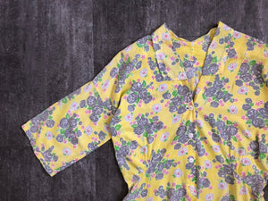 1930s floral print top . vintage 30s blouse . size l