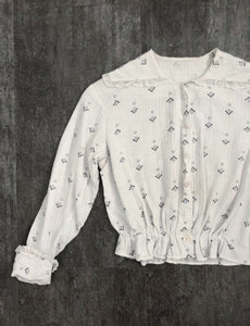 1910s calico blouse . antique Edwardian top . size s