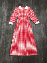 Load image into Gallery viewer, Antique Edwardian dress . vintage red and white gingham dress . size xs