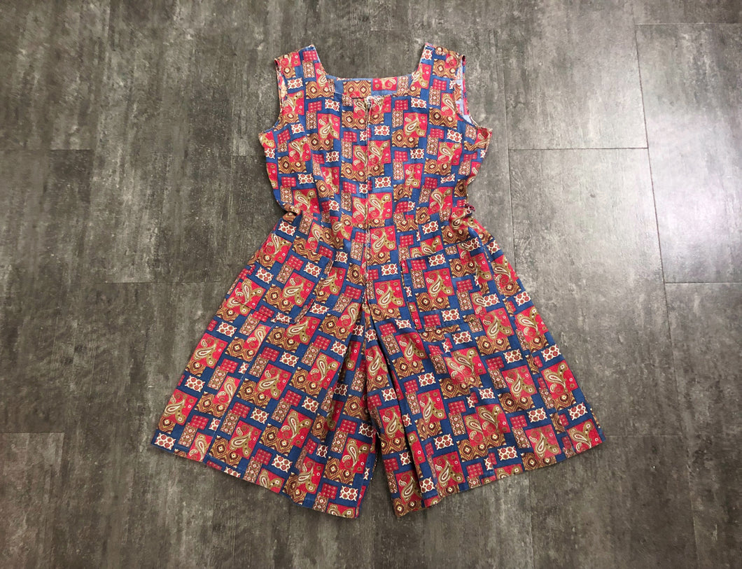 1950s romper . vintage 50s zip front playsuit