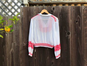 1940s embroidered blouse . vintage 40s top . size m/l to l