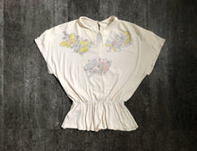 Load image into Gallery viewer, 1940s butterfly blouse . vintage 40s jersey top . size xs to s