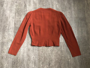 1940s zip front jacket . vintage 40s top . size s to s/m