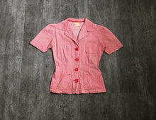 Load image into Gallery viewer, 1940s striped seersucker top . vintage 40s blouse . size s to s/m