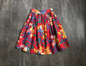 1940s skirt . vintage 40s colorful skirt . size s to s/m