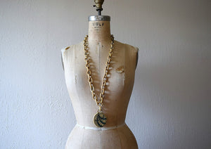 1930s celluloid necklace . vintage 30s chain pendant necklace