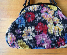 Load image into Gallery viewer, 1960s tapestry handbag . vintage 60s floral purse