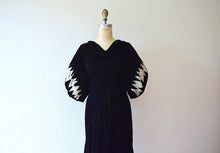 Load image into Gallery viewer, 1930s velvet dress . vintage 30s lame sleeve dress