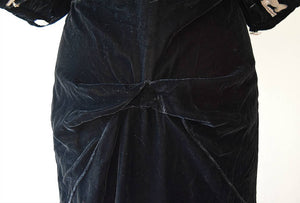 1930s velvet dress . vintage 30s lame sleeve dress
