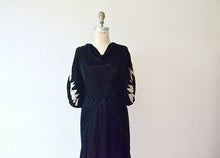 Load image into Gallery viewer, 1930s velvet dress . vintage 30s lame sleeve dress