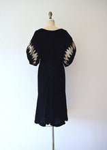 Load image into Gallery viewer, 1930s velvet dress . vintage 30s lame sleeve dress