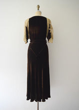 Load image into Gallery viewer, RESERVED . 1930s velvet gown . vintage 30s bias cut dress