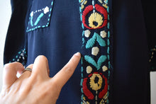 Load image into Gallery viewer, 1930s embroidered dress . vintage 30s Arts and Crafts dress