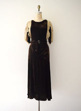 Load image into Gallery viewer, RESERVED . 1930s velvet gown . vintage 30s bias cut dress