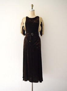 RESERVED . 1930s velvet gown . vintage 30s bias cut dress