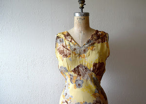 1930s floral chiffon dress . vintage 30s gown