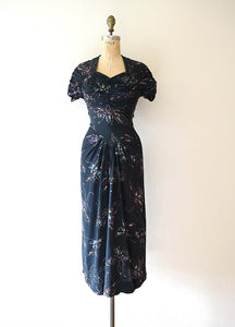 1940s Dorothy O'Hara dress . vintage 40s rayon novelty print dress