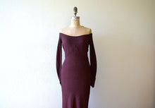 Load image into Gallery viewer, 1930s knit gown . vintage 30s purple rayon knit dress