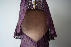 1930s lace dress . vintage 30s purple lace dress