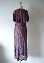 Load image into Gallery viewer, 1930s lace dress . vintage 30s purple lace dress