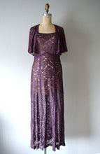 Load image into Gallery viewer, 1930s lace dress . vintage 30s purple lace dress