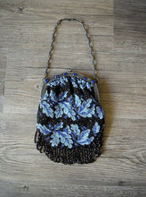 Load image into Gallery viewer, Beaded Victorian purse . antique oak leaf handbag