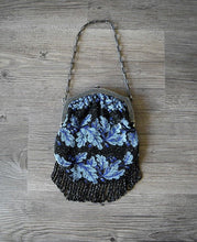 Load image into Gallery viewer, Beaded Victorian purse . antique oak leaf handbag