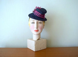 1930s 1940s tilt hat . vintage 30s 40s hat