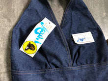 Load image into Gallery viewer, 1970s denim jumpsuit . vintage 70s halter jumpsuit . size s