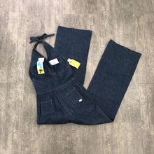 Load image into Gallery viewer, 1970s denim jumpsuit . vintage 70s halter jumpsuit . size s