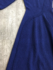 1950s blue knit dress . vintage knit dress . size s to l