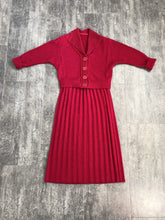 Load image into Gallery viewer, 1950s red knit dress set . vintage 50s knit set . size m to xl