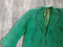 Load image into Gallery viewer, 1940s green cardigan . vintage 40s knit jacket . size m to xl