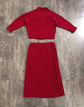 Load image into Gallery viewer, 1950s red knit dress set . vintage 50s knit set . size m to xl