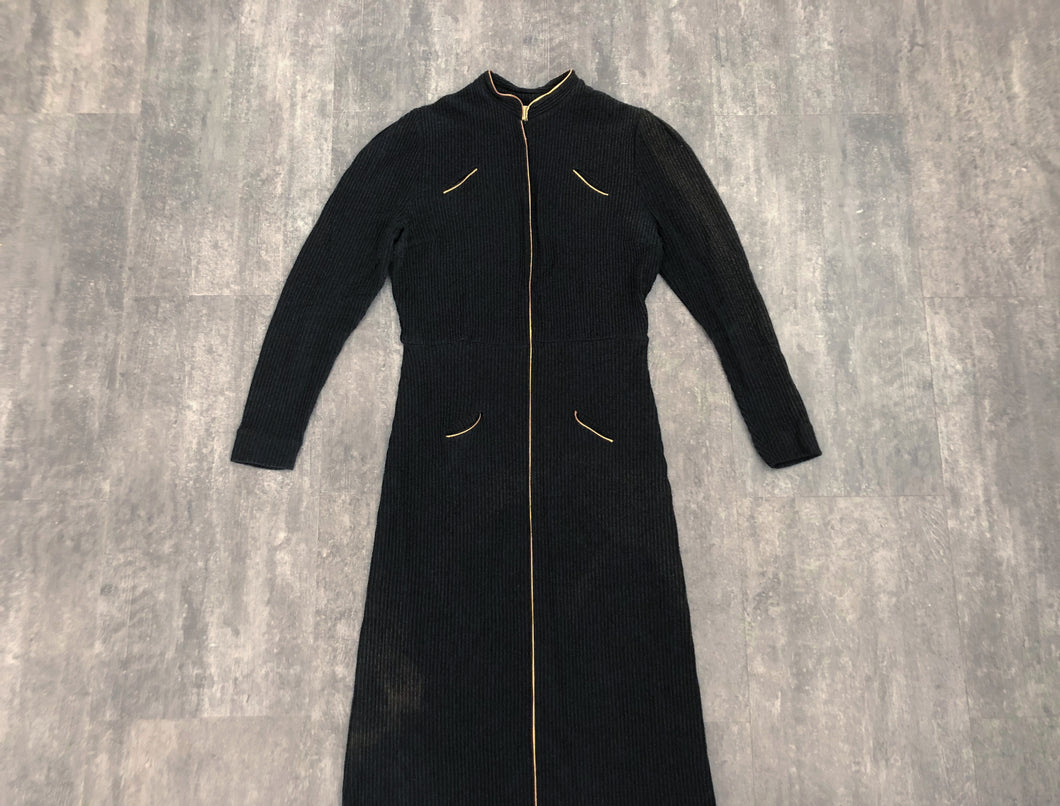 1930s knit dress . 30s black knit dress