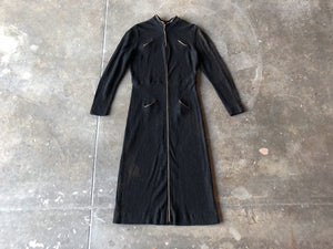 1930s knit dress . 30s black knit dress