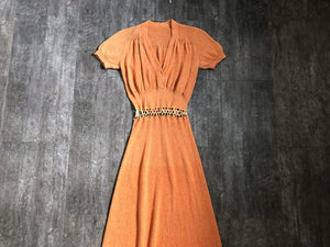 1930s 1940s knit dress . vintage knit dress . size s to m